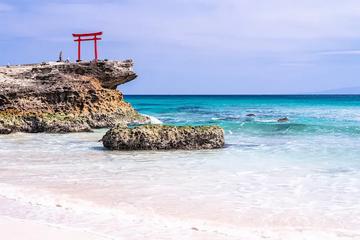 海辺に立つ絶景の鳥居