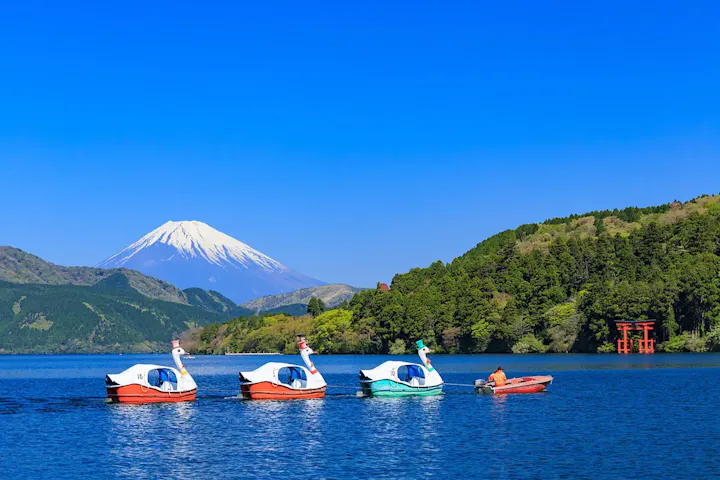 カヌーやスワンで湖上散歩が楽しめる
