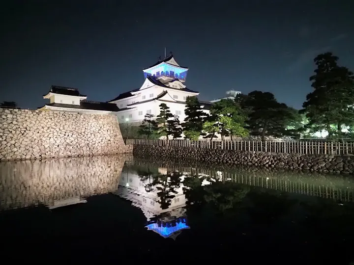 幻想的にライトアップされる城