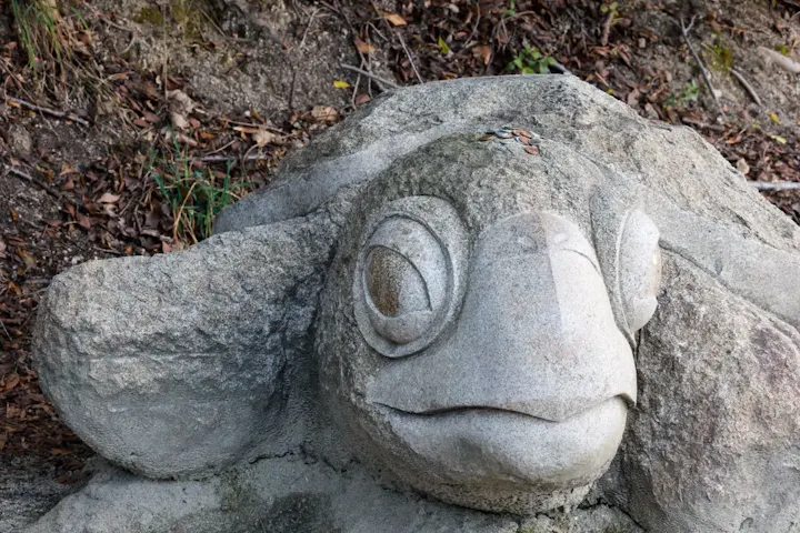 名前の由来にもなった亀がお出迎え