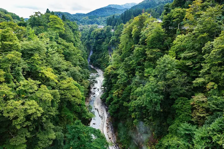 皆瀬川上流に位置する自然豊かな渓谷地帯！