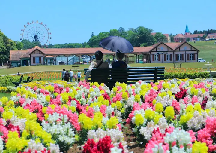 ドイツの田園風景と季節の花々の絶景